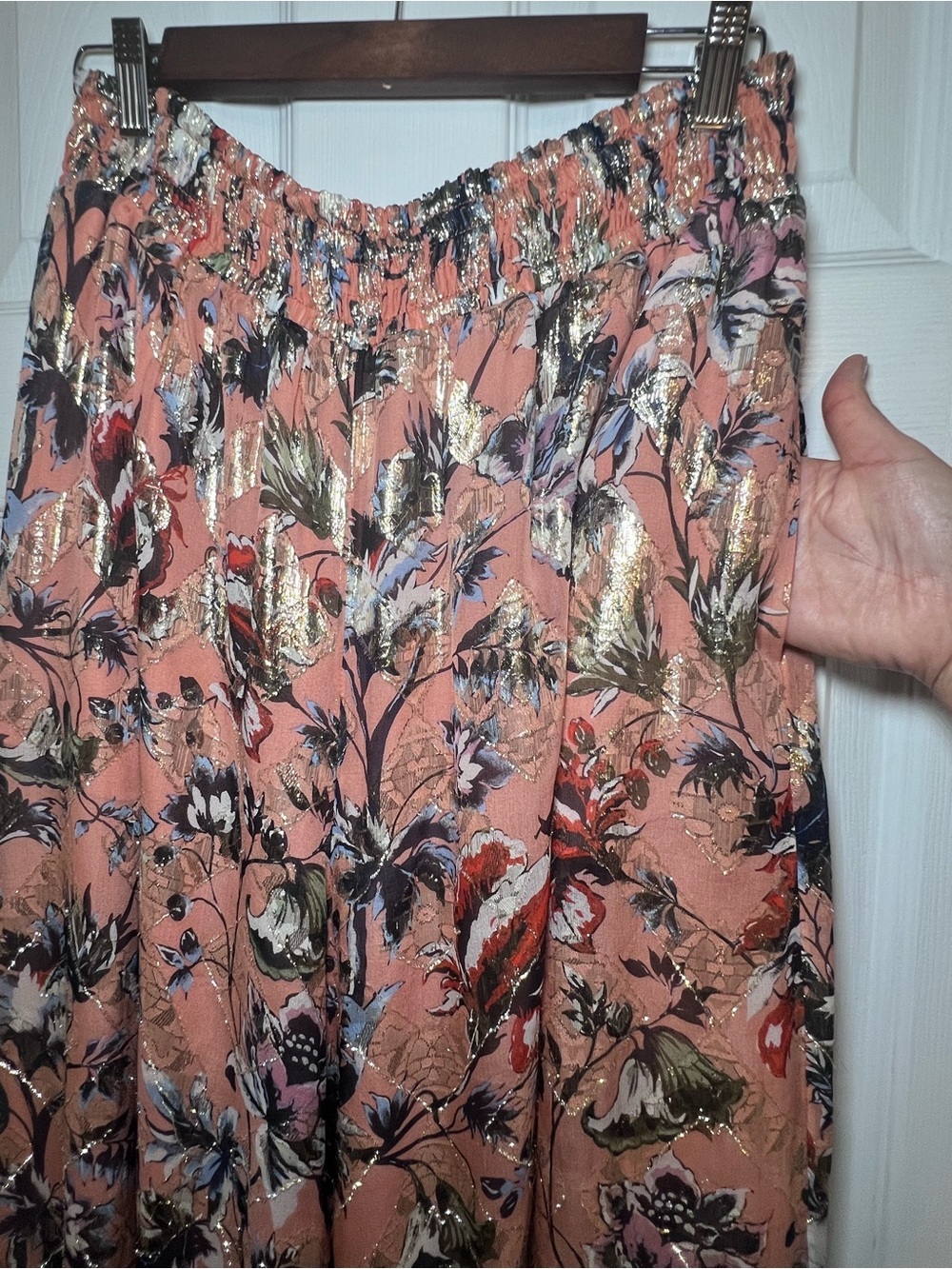 DianeVon Furstenberg Women’s Floral Metallic Accent Maxi Skirt - Peach Size L - Picture 3 of 9